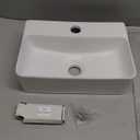 Kichae 16"x12" Rectangle Bathroom Vessel Sink with Faucet Combo Porcelain Ceramic White Vanity Sink Above Counter Modern Sink with Faucet Hole for Lavatory, Hotel Art Basin, Home Washing Basin