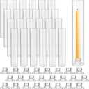 Teenyyou 24 Set Glass Hurricane Candle Holders 11.8" Open Ended Glass Candleholder Tube Shape Bottomless and 1.26" Taper Clear Candlestick Holders for Wedding Party Table Centerpiece