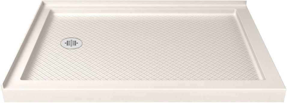 DreamLine SlimLine 36 in. D x 60 in. W x 2 3/4 in. H Left Drain Double Threshold Shower Base in Biscuit, DLT-1036601-22