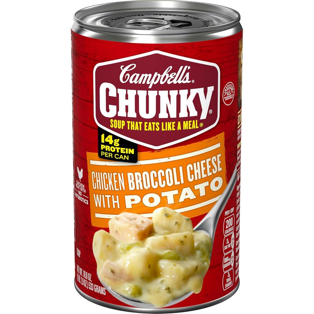 Campbell's Chunky Soup, Chicken Broccoli Cheese Soup, 18.8 Oz Can, Best By: MAY 21 2027