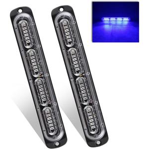 Teguangmei Emergency Warning Strobe Lights, Universal 2 Pack 24 LED 72W Flashing Surface Mount Blue Caution Construction Hazard Strobe Light Bar for Car Vehicle Truck Boat ATVs 12-24V