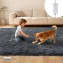 GarveeHome Wired Heated Floor Mat 4x6 ft, Electric Heated Rug Gaming Rug with 3 Heat Levels & Auto Off, Soft Plush Heating Carpet Foot Warmer for Living Room Bedroom Office Playroom Game Room, Grey