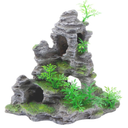 Saim Aquarium Mountain View Stone Ornament, Artificial Mountain Hill View Stone Rock Cave Aquarium Decorations Fish Tank Decor for Betta Cichlids Hideaway Cave, Hermit Crab Hideout  Large