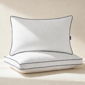 DOWNCOOL Goose Down Bed Pillows King Size Set of 2, Pillow Soft Support for Side, Back or Stomach Sleepers, for Better Sleep Experience, White 20" x 36"