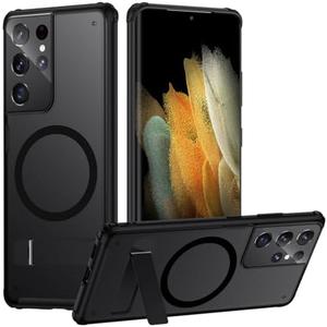 TIANNIUKE Magnetic Case for Samsung Galaxy S21 Ultra,Compatible with MagSafe,Adjustable Kickstand,Translucent Matte Anti-Fingerprint,Shockproof Protective Phone Case