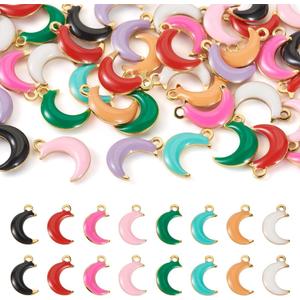 50Pcs 304 Stainless Steel Enamel Charms Mix Colors Enamel Pendant Assorted Metal Charm for DIY Jewelry Making