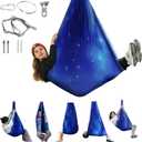 Sensory Swing for Kids & Adults, Indoor & Outdoor Double Layer Therapy Swing, Cuddle Swing with 360Swivel Hardware Holds to 300LBS for Calming, Relaxing and Autism, ADHD or SPD (Star Blue)