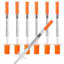 0.5ml Syringe with Cap 31G 5/16-inch 8mm Lab Syring, Pack of 100, Disposable 0.5cc 31 Gauge Individual Package
