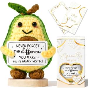 Thank You Gifts for Women Emotional Support Crochet Plush, Administrative Professional Day Gifts Easter Basket, Handmade Avocado Crochet Employee Appreciation Gift Set for Teacher Women Coworker Nurse