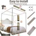 Canopy Bed Frame King, Stainless Steel Four Corner Bed Canopy Poles Mosquito Net Frame Bracket Fit for Metal Bed Wood Bed, Stainless Steel Canopy Bed Frame King Size