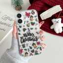 XIZYO Christmas Phone Case for iPhone 16, Cute Merry Christmas Pattern Clear Aesthetic Girls Kids Women Santa Slim TPU Shockproof Protective Case, Clear