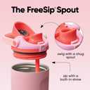 Owala FreeSip Sway Insulated Stainless Steel Water Bottle with Two-Way Spout, Built-In Straw and Bucket Handle, Made for Travel, School, and Sports, 40oz, BPA Free, Leak Proof, Pink Angel Food Cake
