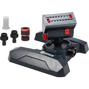 Eden 95124 Adjustable 4Way Mini Turbo Oscillating Sprinkler W/Quick Connect Starter Set, Covers up to 4,069 sq. ft. Heavy Weight Base