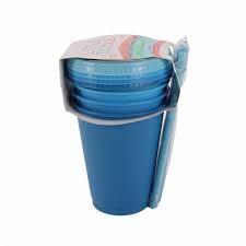 Little Table 7 oz Tumbler with Lid and Straw- Blues, 4Pcs