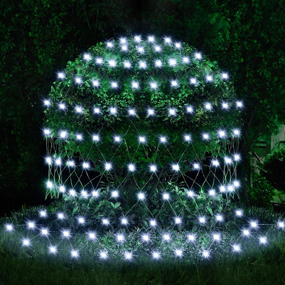 JOYIN 200 LED Christmas Net Lights, 6.5X 10FT Christmas Mesh Lights with 8 Modes, Connectable, Waterproof for Bushes Trees Yard Indoor Outdoor Xmas Decorations (Cool White)