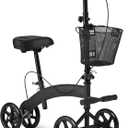 Medline Manual Seated Mobility Scooter Knee Walker, 8” Wheels, 300 lbs. Capacity, Black- for Leg & Foot Injuries, Crutch Alternative, 1 Ct.