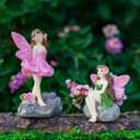 Delighture 2-Piece Miniature Fairy Garden Accessories, Hand-Painted Resin Fairy Figurines for Garden, Potted Plants, Lawn & Yard Décor, Ideal for Terrariums, Best Gift for Garden Lovers 