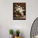 Moody Floral Canvas Wall Art Vintage Still Life Flowers on Old Books Print Framed Romantic Butterfly Painting Cottagecore Decor Library Bookish Gift Picture for Bedroom Living Room 24x18 Inch