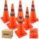 HiGiant [6 Pack] Collapsible Traffic Safety Cones 28 Inch, Orange Cones, Widely Use Pop-up Cones with Reflective Collar, for Driving Practice and Parking lot