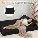 COMAX Futon Sofa Bed, Convertible Folding Sofa Bed, Boneless Couch Loveseat Corduroy with Pillows, Small Foldable Floor Couch Comfy Lounge Sleeper for Living Room Bedroom, Black