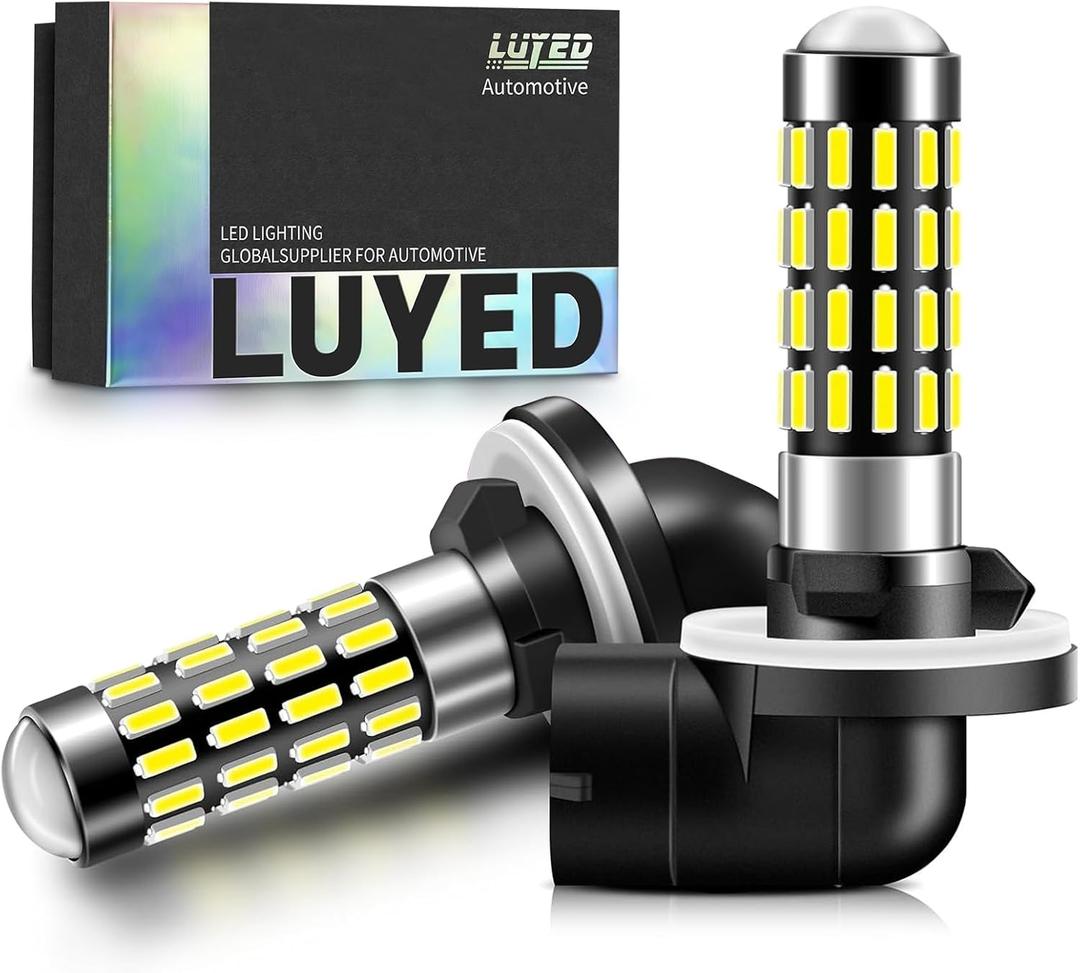 2000 Lumens Super Bright 4014 51-EX Chipsets 881 886 889 H28 888 894 896 898 LED Bulbs with Projector for Fog Lights,Xenon White,Pack of 2