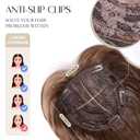 LEEONS Hair Toppers for Women 20-Inch Long Wavy Synthetic Wiglets With Bangs - Clip-in Hair Pieces for Thinning Hair, Balayage Chocolate Brown to Honey Blonde