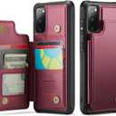 Vinich for Samsung Galaxy S20 FE Wallet Case with Card Holder, RFID Blocking Credit Slots Kickstand Shockproof Phone Cover for Women Men,  Red