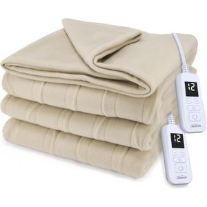 Sunbeam Royal Ultra Fleece Heated Electric Blanket Queen Size, 90" x 84", 12 Heat Settings, 12-Hour Selectable Auto Shut-Off, Fast Heating, Machine Washable, Warm and Cozy, Pebble