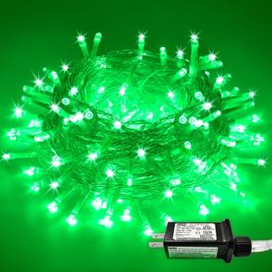 JMEXSUSS Green St Patricks Day Lights Indoor Outdoor Clear Wire, 200 LED Green Christmas String Lights for St Patricks Day Spring Tree Garden Decor, Connectable