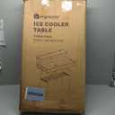 Portable Ice Cooler Table with Drain  2-Tier Folding Table with Shelf and Skirt, Suitable for Indoor & Outdoor Use