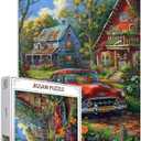 Tucocoo Garden Jigsaw Puzzles 1000 Pieces for Adults Countryside Courtyard Puzzle-Challenging Puzzle Perfect for Game Gifts DIY Home Wall Decor Farm Red Old Car Art Puzzles 27"x20"Inch (Fram Animal 05)