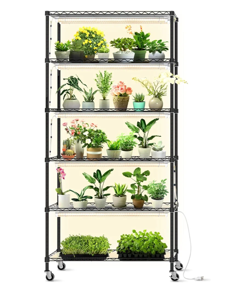 Bstrip DIY Plant Shelf with Grow Light, Grow Light Shelf with Adjustable Rack and Wheels, Plant Stand, 8-Pack 192W T8 Full Spectrum Lamps, ideal for Seed Starting, Seed Tray, 29.5"L x 13.8"W x70.9"H Bstrip DIY Plant Shelf with Grow Light, Grow Light Shelf with Adjustable Rack and Wheels, Plant Stand, 8-Pack 192W T8 Full Spectrum Lamps, ideal for Seed Starting, Seed Tray, 29.5"L x 13.8"W x70.9"H