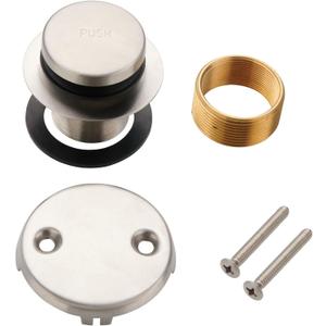 Tip Toe Bathtub Tub Drain Conversion Kit Assembly, Wellup Tub Drain Trim Kit with Two Hole Overflow Faceplate, Brushed Nickel