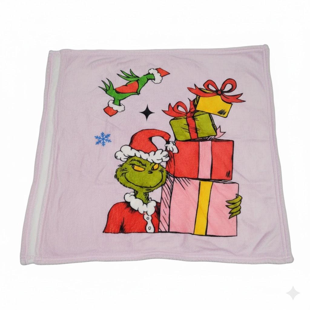 l Christmas Fuzzy Blanket Santa Claus Throw Blanket, Grinch Gift Decor Fleece Blanket for Girls Boys Kids Xmas Glitter Stars Sherpa Blanket 40"X50" for Couch Sofa Bedroom
