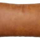 JOJUSIS Modern Leather Throw Pillow Cover for Couch Sofa Bed 12 x 20 Inch 100% Faux Leather Orange Brown