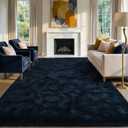 5x7 Fluffy Area Rug Blue Rugs for Living Room, Plush Soft Navy Blue Shag Carpet for Bedroom Boys Book Room Nursery Kids Playroom Dorm Decor