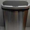 BestOffice | 13 Gallon Trash Can with Lid | Automatic Touchless Garbage Can | Odor Control | Modern Oval Design | Easy to Clean | Stainless Steel | Fits Any Kitchen, Bathroom, Office or Home