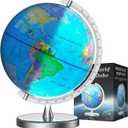 12" Illuminated World Globe for Children & Adults, Globe Lamp with World Map for Kids, Stable Heavy Metal Base, Interactive STEM Learning Gift & Night Light