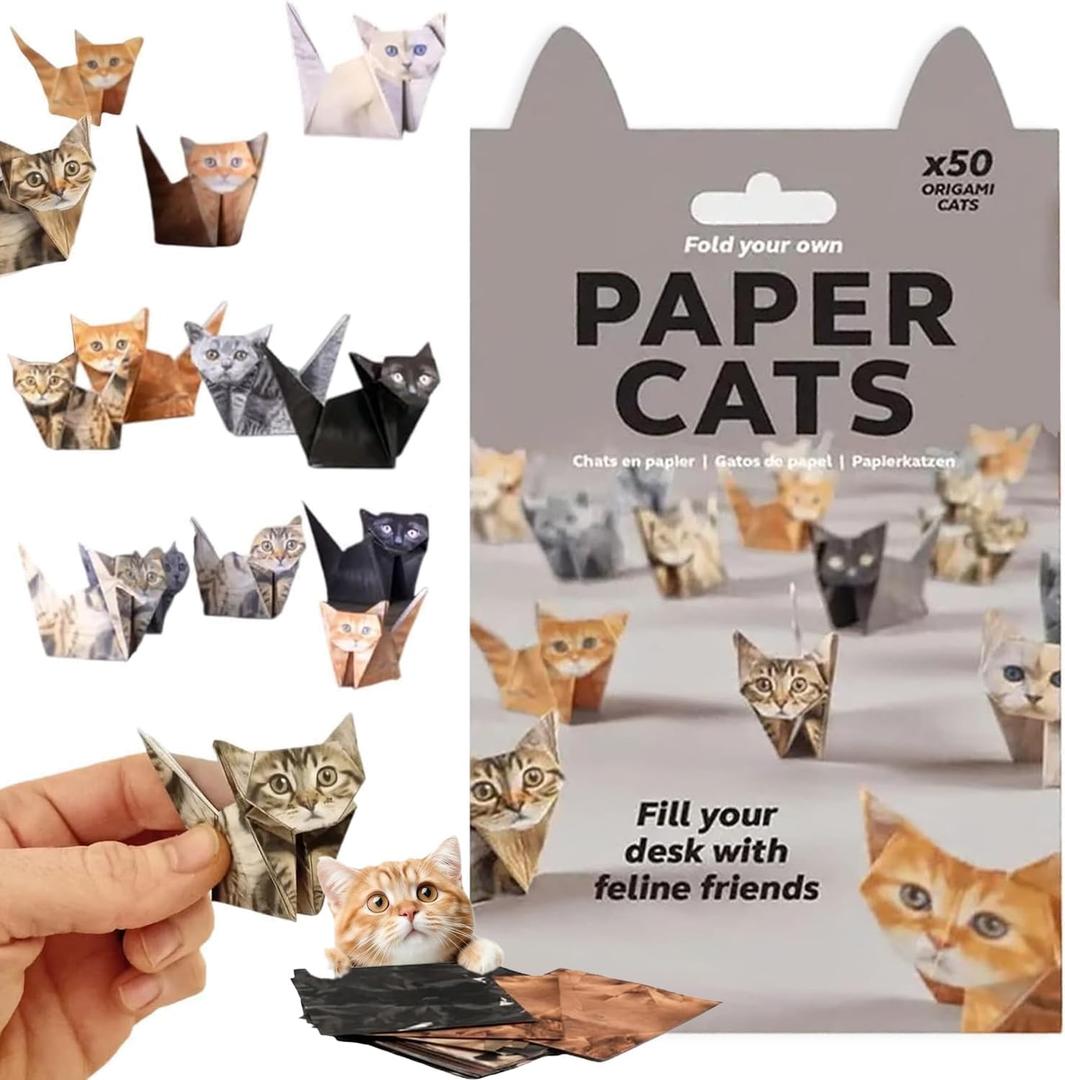 2 x DIY Paper Cats - 50 Sheets DIY Origami Paper to Fold Cute Cat Figures, Fun Craft Activity for Adults, Interesting Craft Activities for Cats Lovers (Cat)