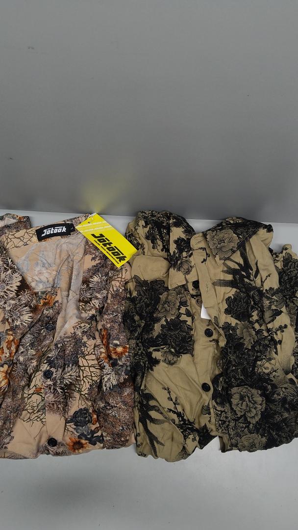 Jotook Mens Hawaiian Shirt Short Sleeve Button Down Tropical Shirts Casual Floral Summer Beach Shirt 2 Pcs, L