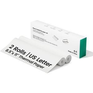 Thermal Printer Paper 8.5x11Inch, 2 Rolls Per Box, US Letter Size Printer Paper, Long-Term Archival Quality, Compatible with CamScanner P1 Pro Printer, Compact and Portable (44 Sheets)