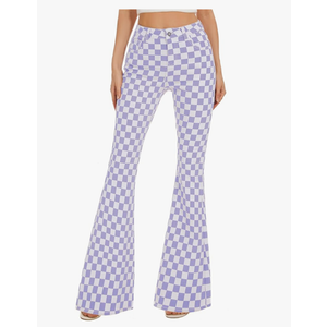 Bell Bottom Jeans for Women High Waisted Stretch Plaid Flare Jeans Denim Bootcut PantsSize10