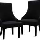 Liykimt Stretch Wingback Side Chair Slipcover-Accent Chair Cover Slipcover with Arm,Washable Upholstered Arm Dining Chair with Nailed Trim Protector for Dining Living Room Set of 2,Black