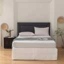 Pleated Bed Skirt Full Size, Tailored Dust Ruffle 18 Inch Drop Easy Fit, Pleated Grid Plaid Bedskirts, Machine Washable, Anti-Slip, Microfiber, No Split Corners-White