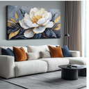AOZEMI Floral Wall Decorations White Pictures Flowers Wall Art Modern Canvas Plant Gold Wall Decor for Living Room Bedroom Big Artwork 28.5"x 58"