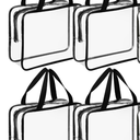 4PCS Toy Storage Bags with Zipper, Reusable Clear PVC Board Game Storage, Waterproof Toy Organizer Bags with Labels, for Organizing Puzzles, Building Blocks, Board Game, Kids Books (Black)