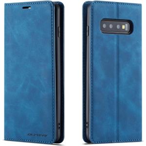 QLTYPRI for Samsung Galaxy S10 Plus Case, Premium PU Leather Cover TPU Bumper with Card Holder Kickstand Hidden Magnetic Adsorption Shockproof Flip Wallet Case for Samsung Galaxy S10 Plus - Blue