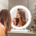 ROLOVE 13 Inch Vanity Mirror with Lights, Round Make Up Mirror with Lighting, LED Mirror Makeup Mirror with Lights for Bedroom Tabletop, Smart Touch Control, 360 Rotation (White)