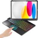 BABG for iPad 10th 11th (A16) Case with Keyboard & iPad Air 11(M4,M3,M2),360°Swivel,7 Use Modes, Rainbow Backlight Keyboard for iPad Pro 11(1st/2nd/3rd/4th Gen)&iPad Air 5th/Air 4th-Black