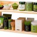 PROKITCHEN Matcha Station Shelf Matcha Stand, 2-Tier Solid Pine Mug Holder Countertop Coffee Tea Station Organizer Countertop Display Rack Accessories for Tea Cups Kitchen Office